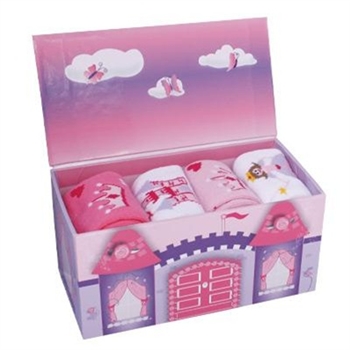 TicTacToe Princess Gift Box with 4 Girls Socks - 1 Box