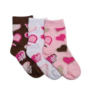 TicTacToe Double Hearts Baby Girls Socks - 3 Pair