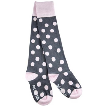 Pork Chop Kids Grey and Pink Dot Thigh High Girls Socks - 1 Pair