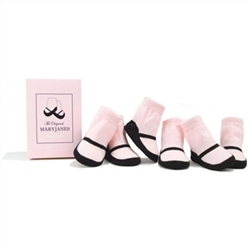 Trumpette MaryJane Pink Basic Baby Shoe Socks - 6 Pair