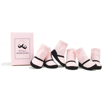 Trumpette MaryJane Pink Basic Baby Shoe Socks - 6 Pair