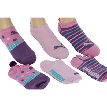 Puma Fashion No Show Girls Socks - 3 Pair