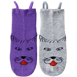 "I Can Do It!" Socks by EZ SOX - Kitty Cat Seamless Socks for Girls, with Loop Technology
