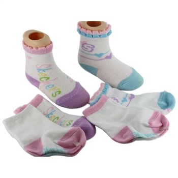 Skechers Fashion Crew Baby Girls Socks - 4 Pair