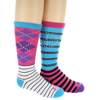 Skechers Kids Funky Girls Knee Highs with Rhinestones - 2 Pack