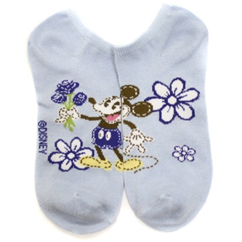 Mickey Mouse Flower Baby Blue Socks - 1 Pair