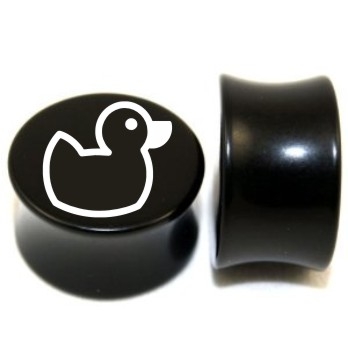 Pair of Solid Black Acrylic "Rubber Ducky" Plugs