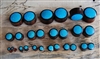 Pair of Brown Sono Wood and Blue Turquoise Stone Solid Plugs