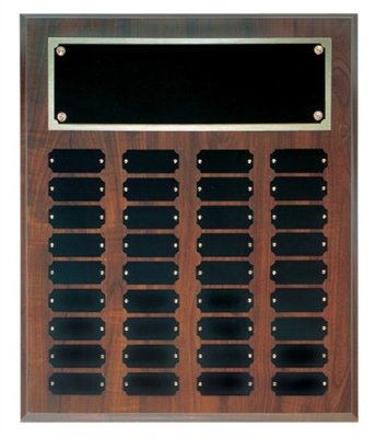 Cherry Finish Completed Perpetual Plaque with 36 Plates