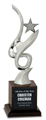 11 1/2 inch Silver Metal Art Crystal Award