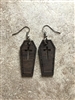 Organic Handmade Coffin Earrings made with Wenge Exotic Hardwood