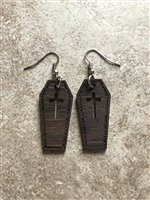 Organic Handmade Coffin Earrings made with Wenge Exotic Hardwood