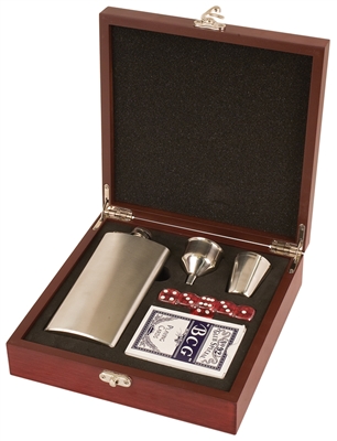 Rosewood Finish Flask Set