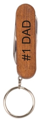 2 1/4 inch Wooden 3-Tool Pocket Knife with Key Ring