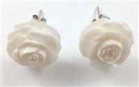 Pair of Organic Hand Carved Flower Earrings