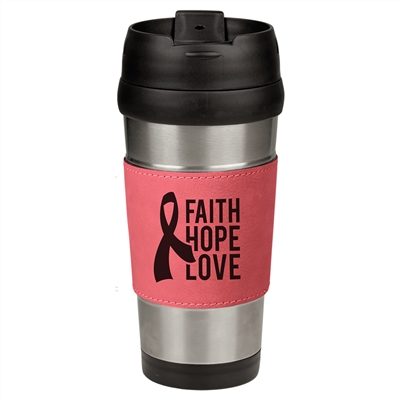 16 oz. Stainless Steel Mugs w/ Leather Sleeve