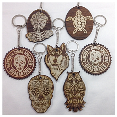 Custom Organic Wooden Designed Key Chains