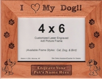 4 x 6 Genuine Red Alder Picture Frame - "I Love My Dog"