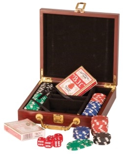 Rosewood Finish 100 Chip Poker Set