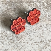 Paw Print Earrings made with organic Padauk exotic Hardwood