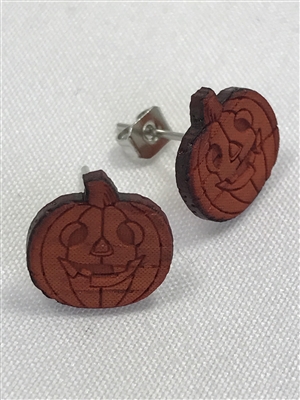 Pumpkin Earrings made with organic Padauk exotic Hardwood