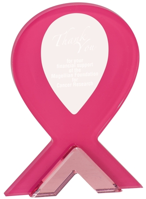 7 inch Pink Ribbon Stand Up Acrylic