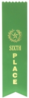 Green 6th Place Pinked Top Ribbon