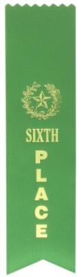 Green 6th Place Pinked Top Ribbon