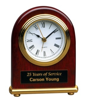 4 x 5 Rosewood Piano Finish Arch Desk Clock