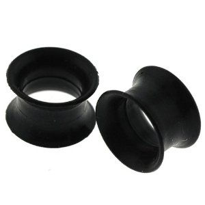 Pair of Black Ultra Thin Earskin Silicone Tunnels