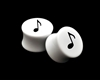 Pair of Solid White Acrylic "Music Note" Plugs