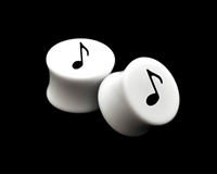 Pair of Solid White Acrylic "Music Note" Plugs