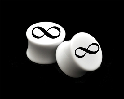 Pair of Solid White Acrylic "Infinity" Plugs