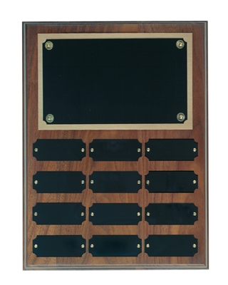 12 Plate Genuine Walnut Completed Perpetual Plaque