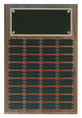 36 Plate Genuine Walnut Completed Perpetual Plaque
