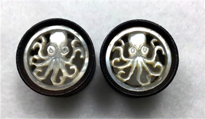 Pair of Handmade "Octopus" Carved Organic Tunnels