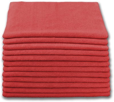 Microfiber Cloth - Terry 12 x 12 200gsm - Red Bulk Case of 480