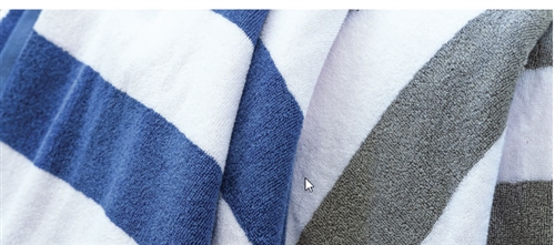 Breeze Luxury Pool Towels 35" x 70" 21lb White w/Ultra Marine Blue Stripe - Case of 24