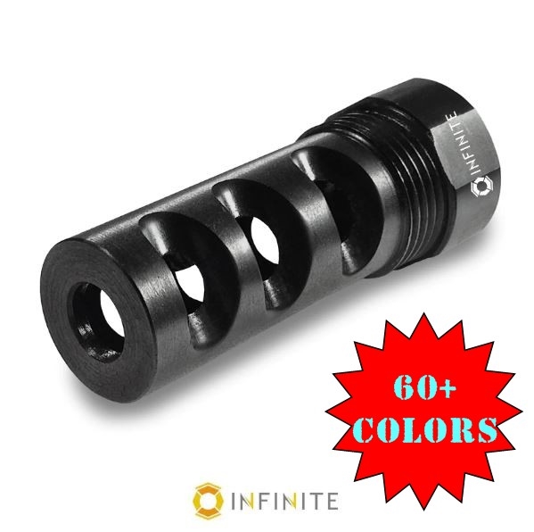 Infinite Product Solutions 'Premium 3 Hole Muzzle Device 1/2x28' Accepts 13/16 Sleeves - Available in Several Colors