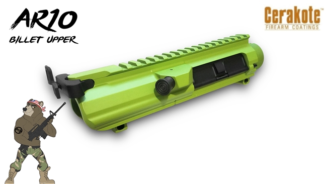 AA AR10 / .308 Cerakote Upper Receiver with Black Anodized Upper Parts - Shown here in Zombie Green