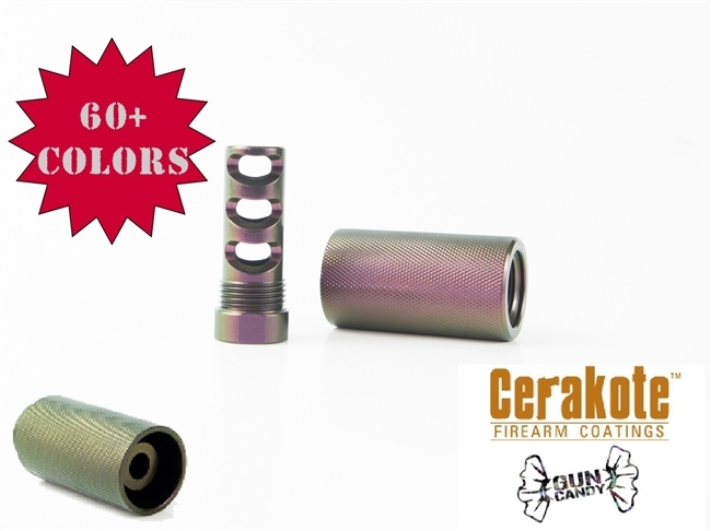 .578-28 to 13/16-16 Infinite Muzzle Device W/Redirect Sleeve-Color Choice - Shown in Gun Candy  'Razorback'