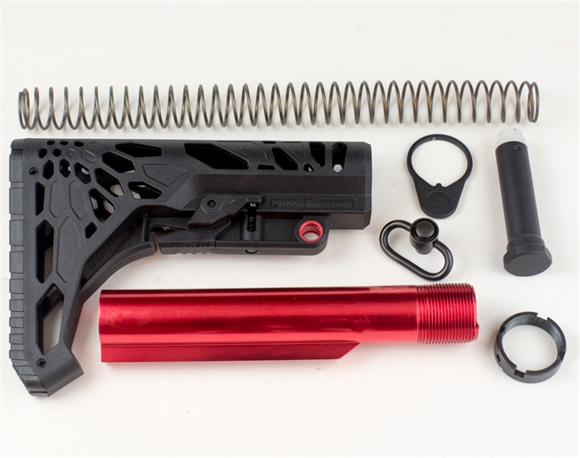 Skeletonized  Stock W/Red Anodized Buffer Tube Kit