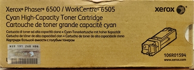 Original Xerox Phaser  6500 High-Yield Cyan Toner Cartridge 106R01594 Bstock