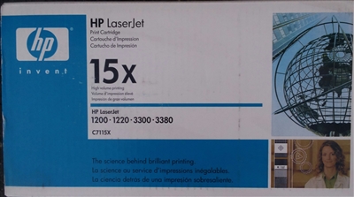 HP 15X, (C7115X) High Yield Black Original LaserJet Toner Cartridge (B Stock) blue