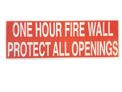 1 HOUR FIRE WALL STICKER  50 PACK  RED  One hour fire wall sticker