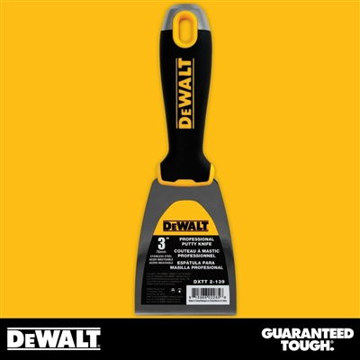 DEWALT 3" Stainless Steel Putty Knife - Soft Grip Handle - Chrome End 2-139