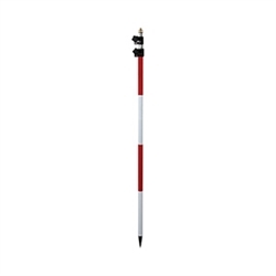 red and white aluminum prism pole with dual graduation marks