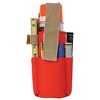 Orange cloth spray can holster with small pockets for markers and rulers