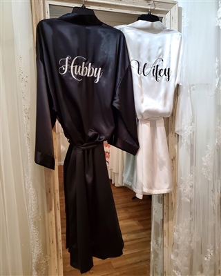 Hubby and Wifey Satin Robes