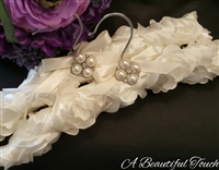 Ivory Rosette Fabric with Pearl & Crystal Pin